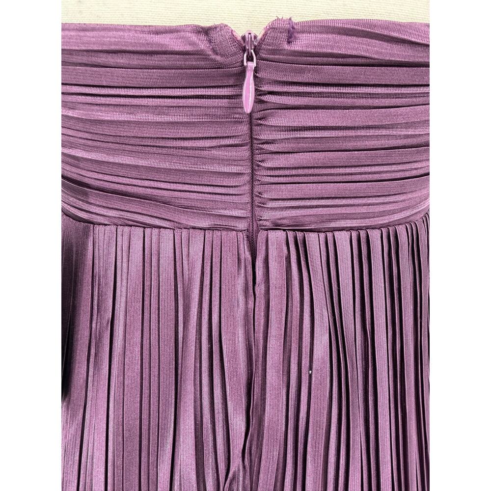 Lulus Whimsical Beauty Dark Purple Satin Plisse Strapless Maxi Dress Size M - Picture 6 of 13